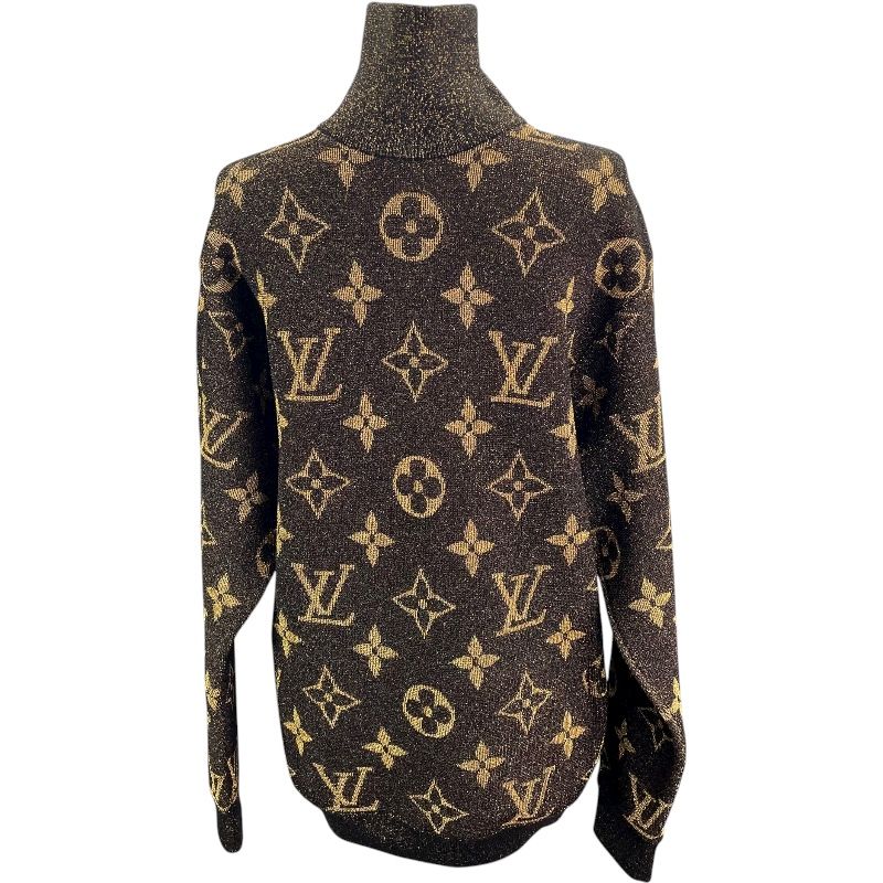 ルイ ヴィトン LOUIS VUITTON モノグラム総柄タートルネックニットセーター FMKL03 ブラウン ウール レディース セーター
