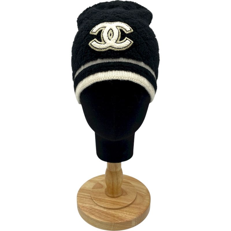 シャネル CHANEL ココマークカシミヤニットキャップ ブラック カシミヤ レディース その他ファッション雑貨