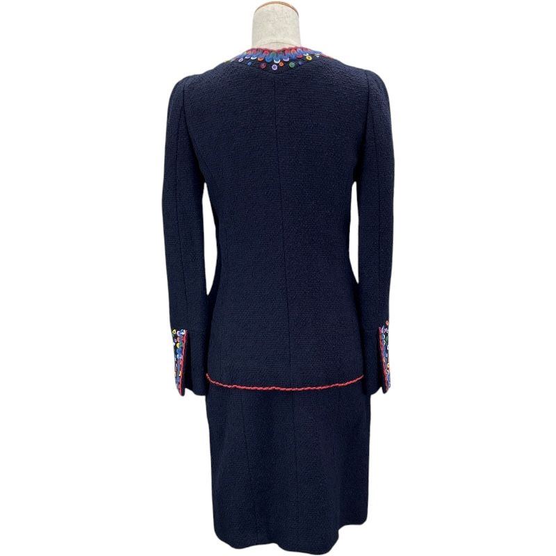 シャネル CHANEL 刺繍装飾ツイードセットアップ P09712V05945 ネイビー ツイード レディース セットアップ