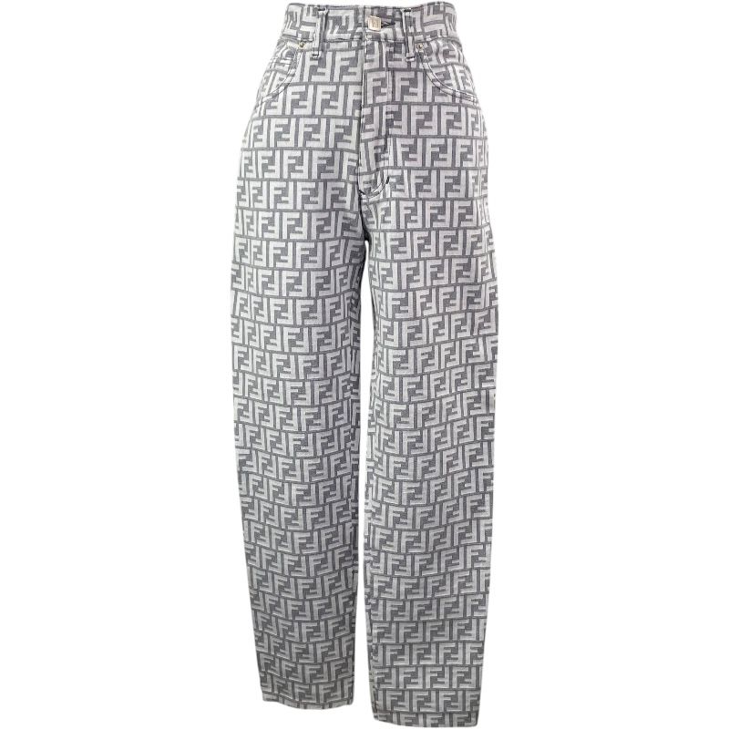 フェンディ FENDI FF総柄パンツ グレー コットン レディース パンツ