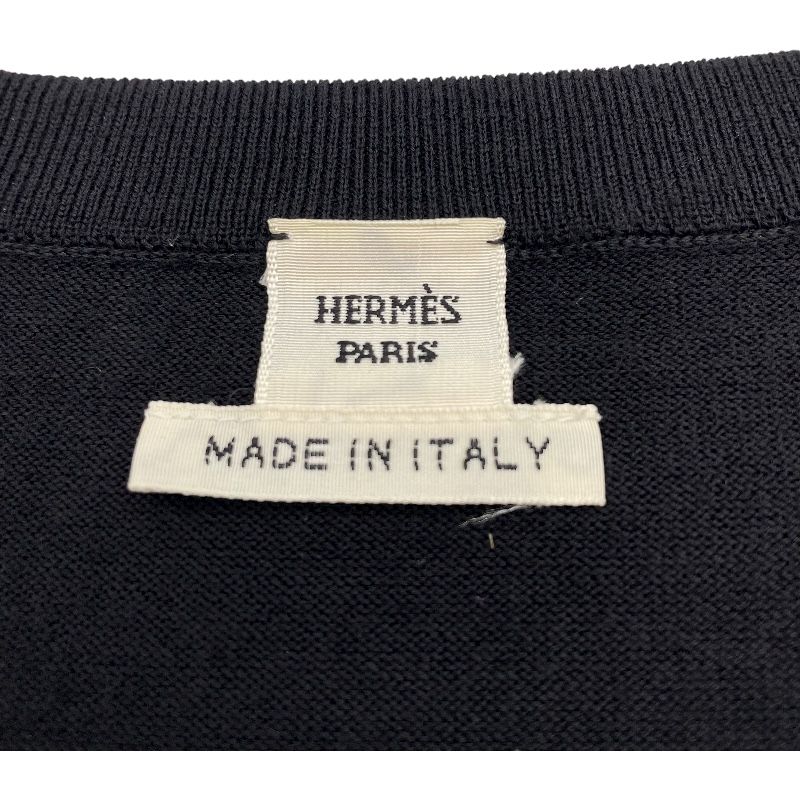 HERMES ツイルレーヌ切替ニットシャツ