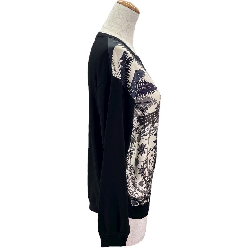 ツイルレーヌ切替ニットシャツ ブラック