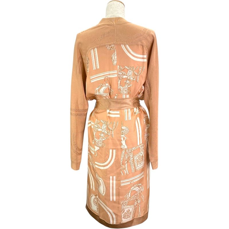 エルメス HERMES 無秩序ツイルレーヌロングカーディガン 4E2831DQ ベージュ シルク レディース カーディガン