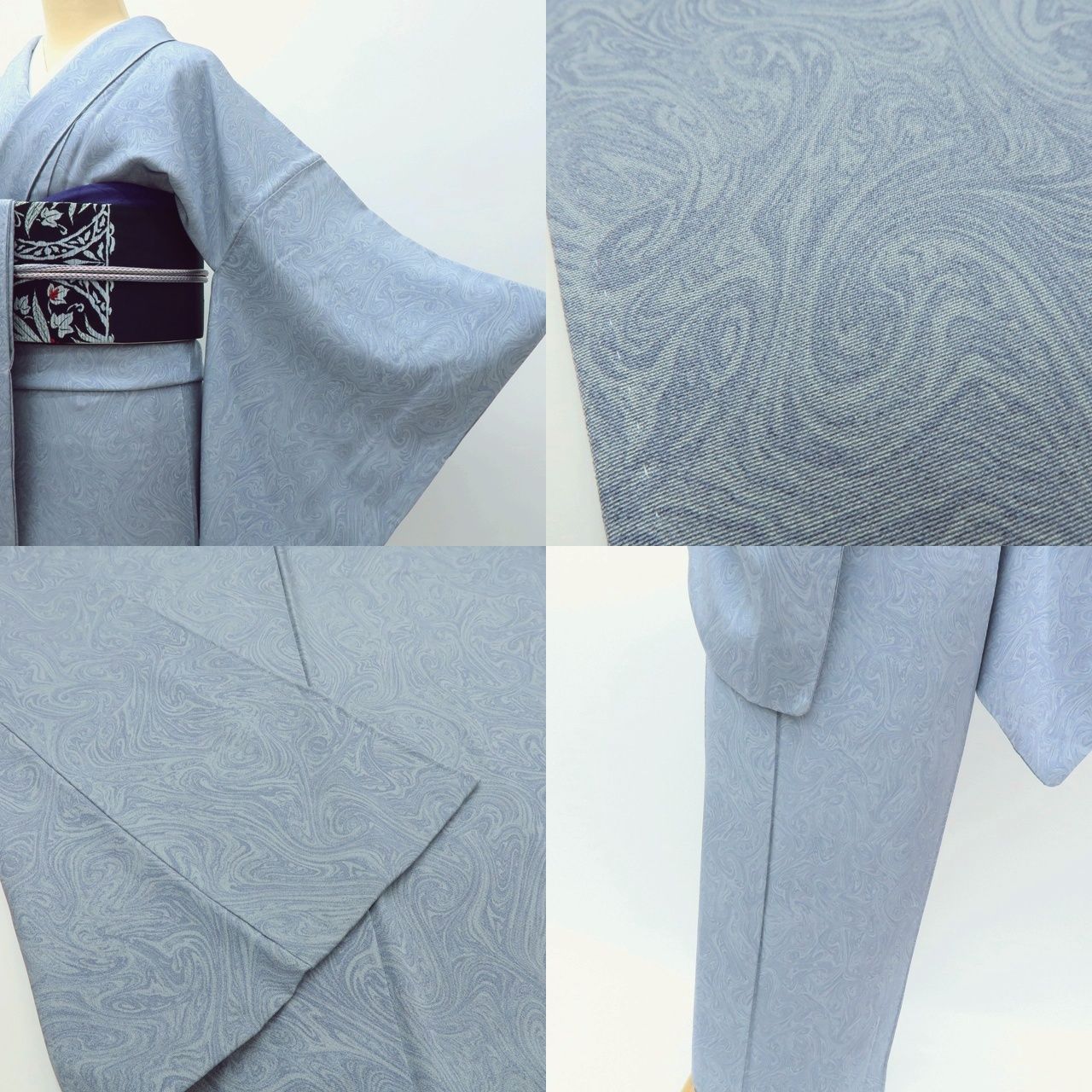 百華❀Y3937◇美品 正絹 手縫い仕立て 墨流し トールサイズ 小紋 着物