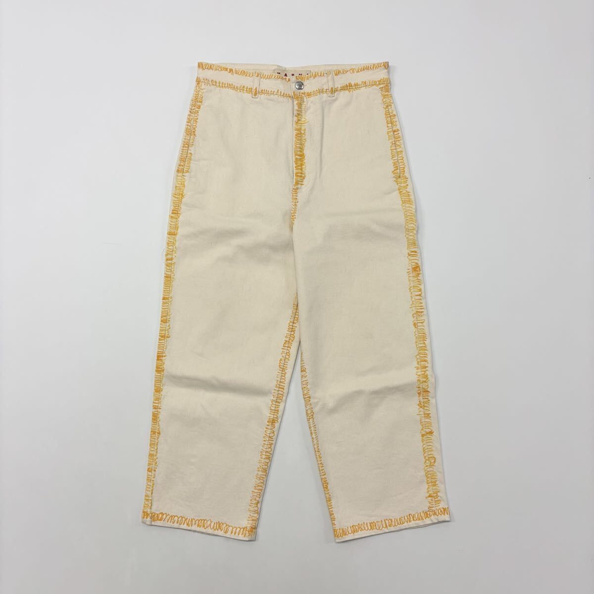 22ss 2025 MARNI マルニ ペイント デニム パンツ 生成り 系 サイズ 38 711-0070