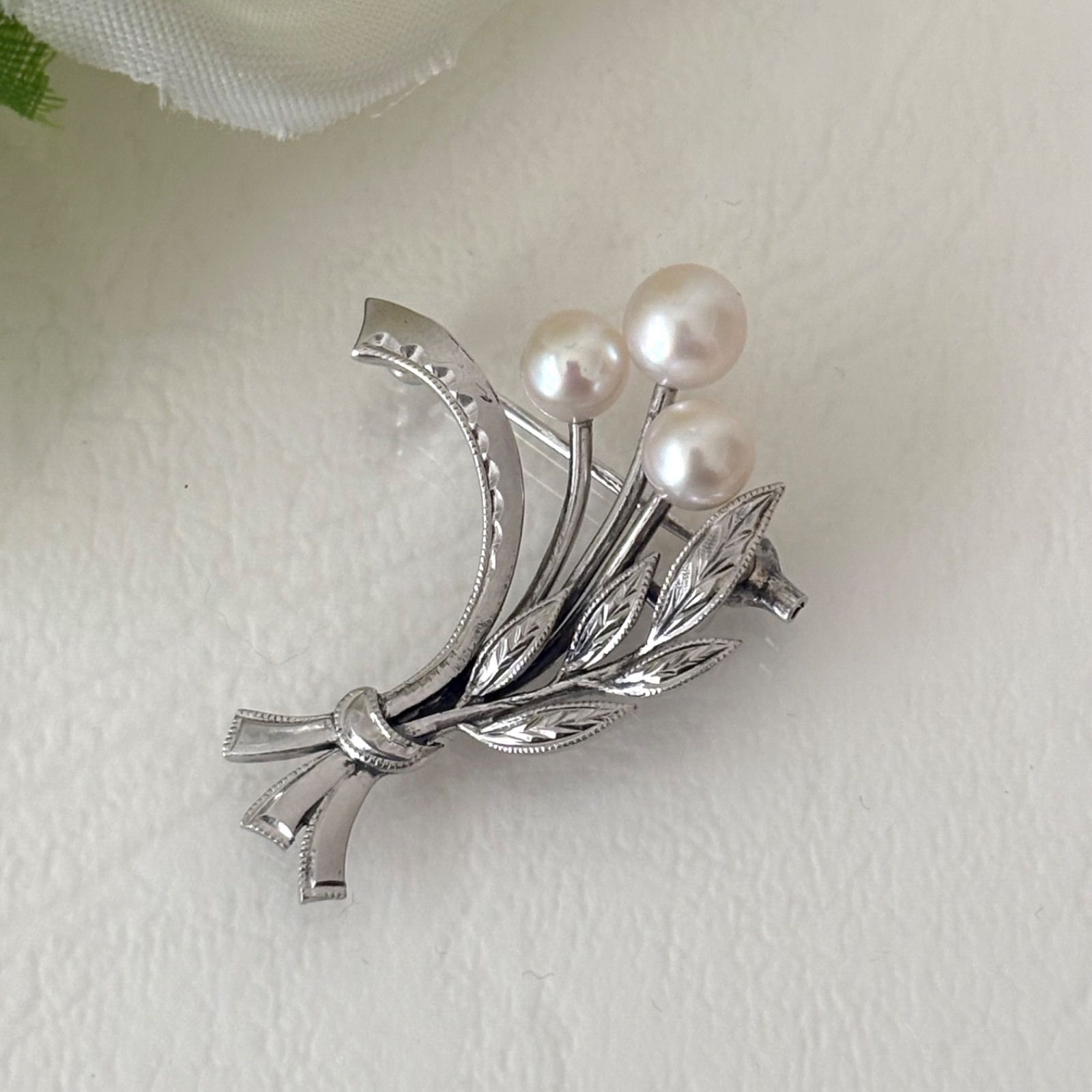273【ミキモト】シルバー パール ブローチ - メルカリ