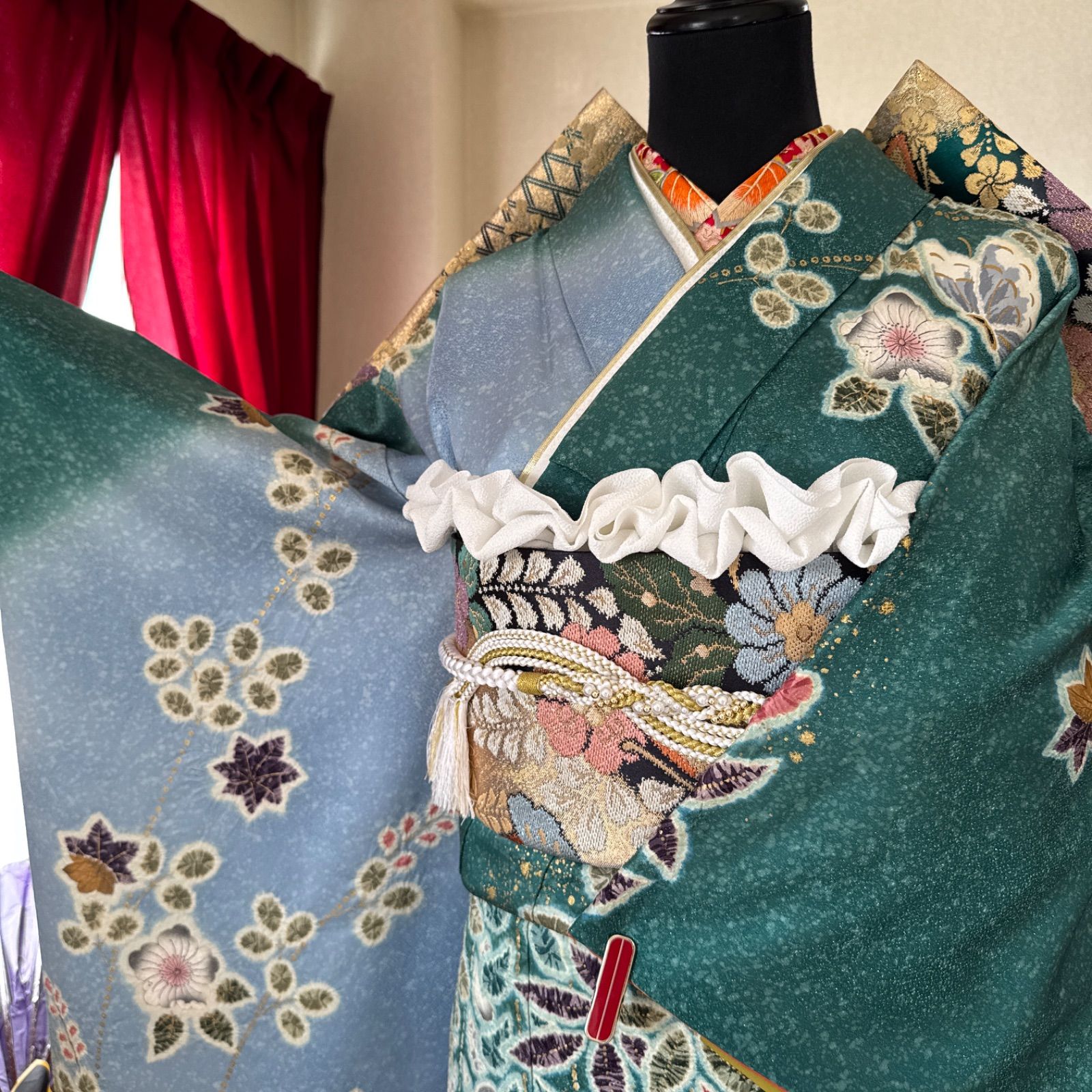 平和屋着物○森英恵・HANAE MORI 振袖 長襦袢(無双仕立て)セット 竹屋
