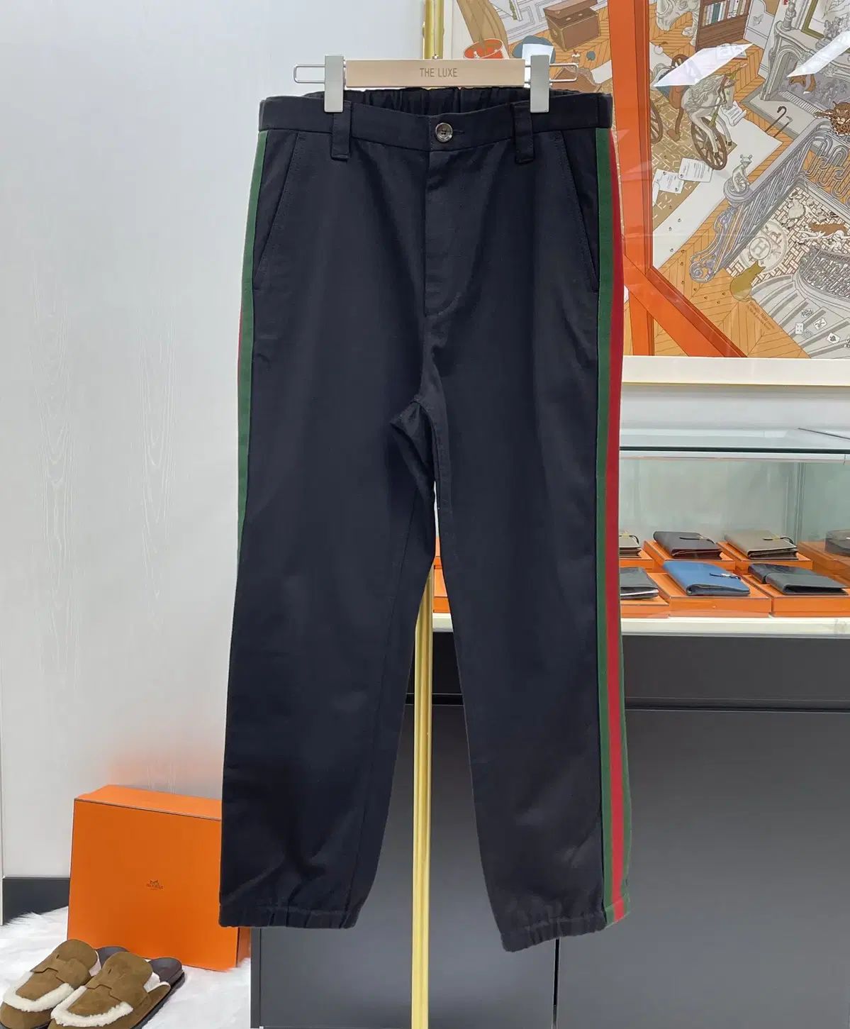 グッチ ウェブ 3本線 コットン パンツ ブラック 48