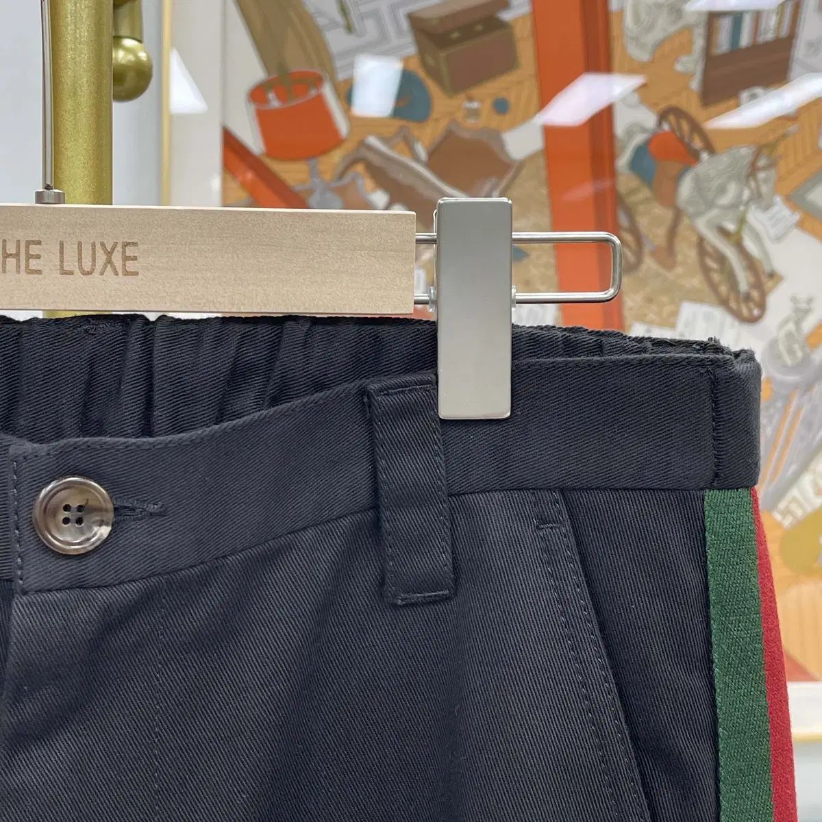 グッチ ウェブ 3本線 コットン パンツ ブラック 48