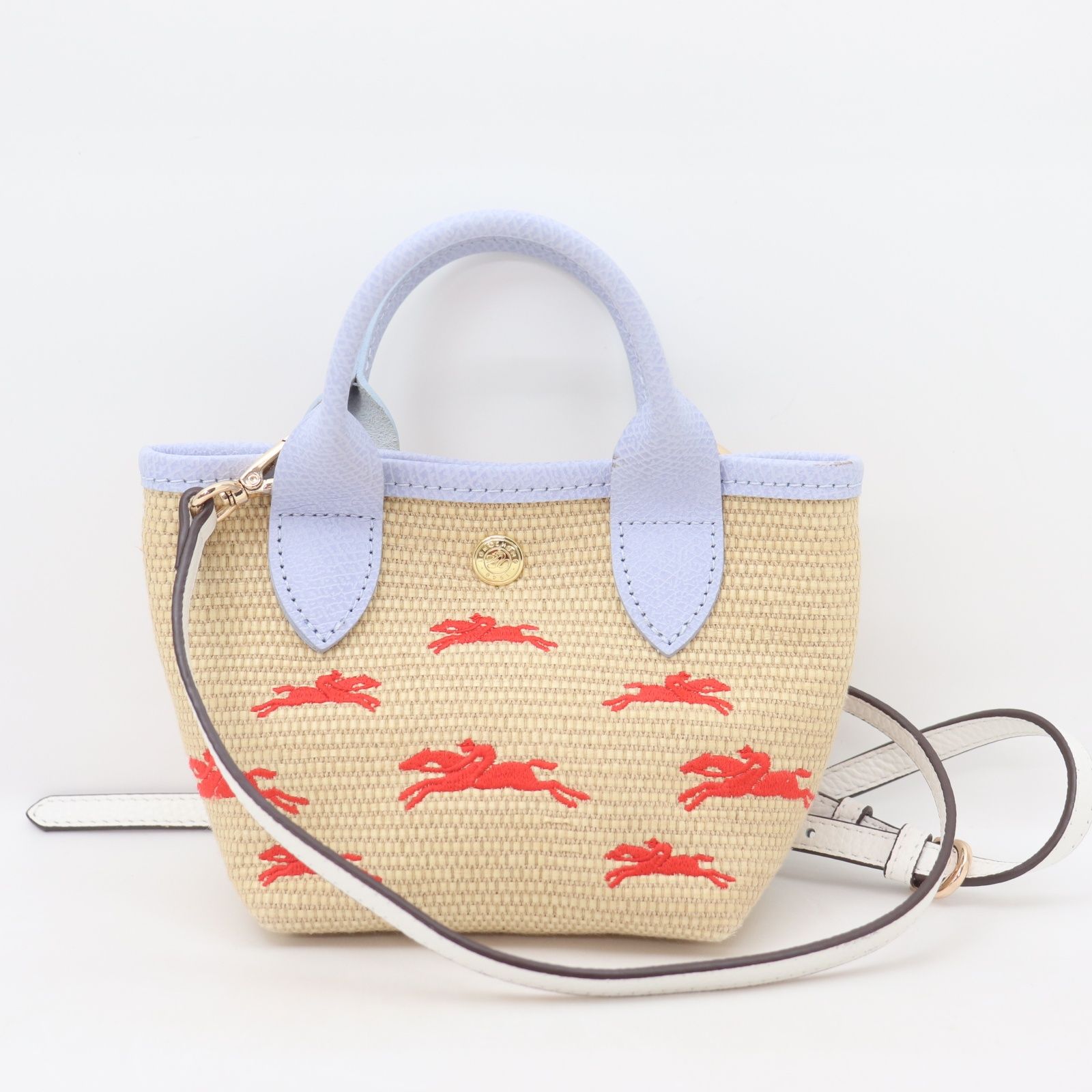 ITU65OBXMW00 LONGCHAMP ロンシャン パニエXS ハンドバッグ 2WAYバッグ ブルー ショルダーストラップ