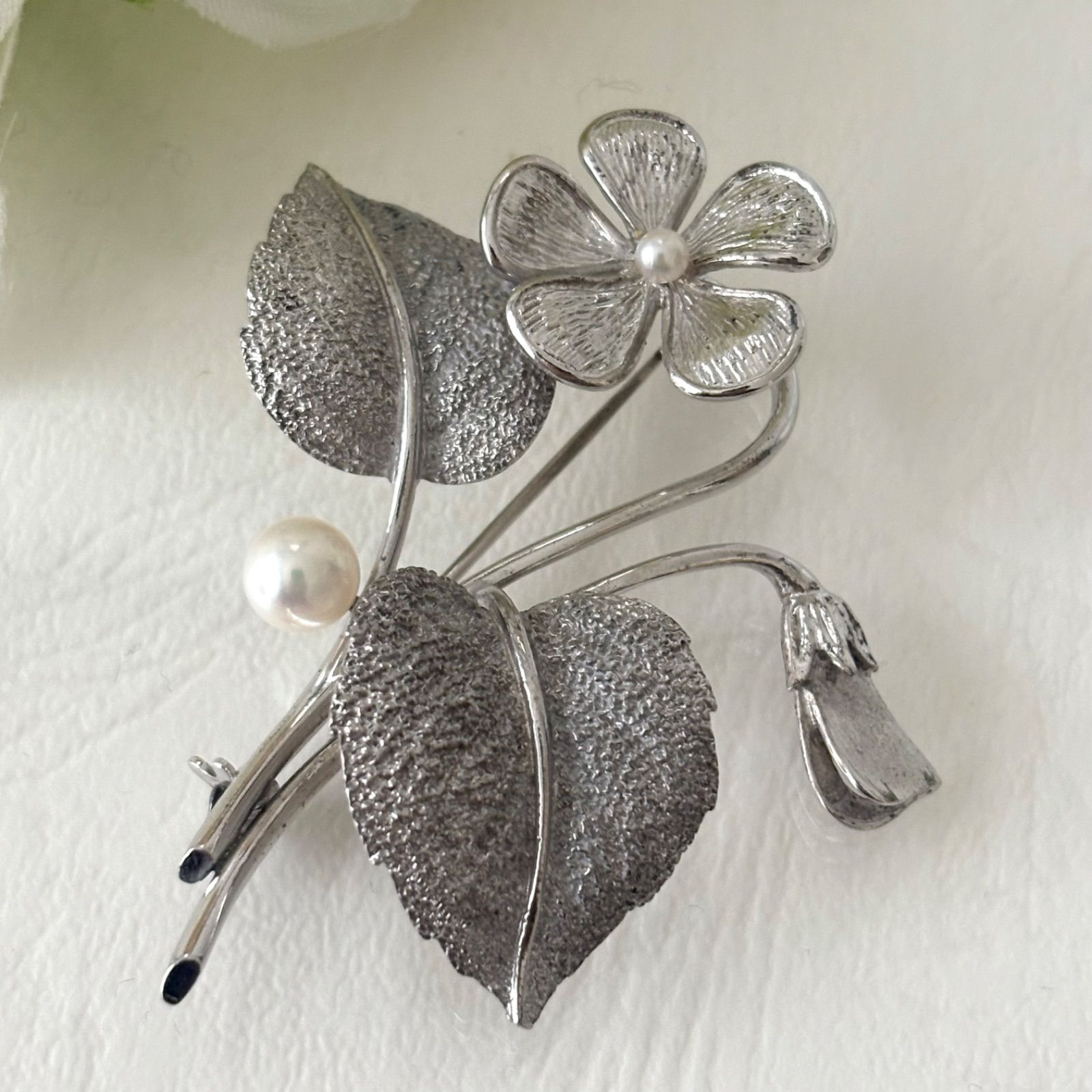 337【ミキモト】シルバー パール ブローチ フラワー - メルカリ