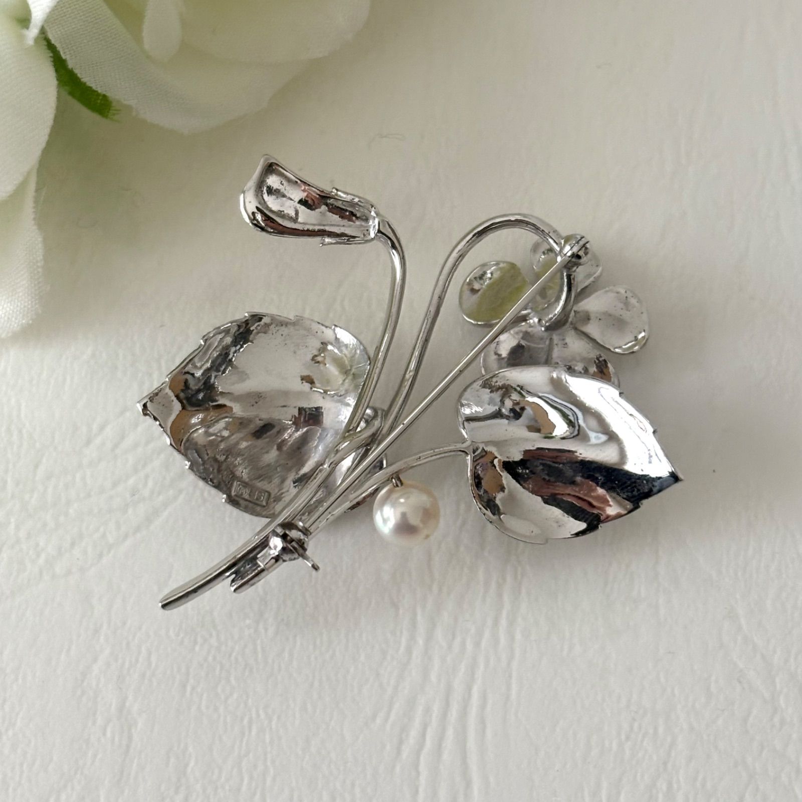 337【ミキモト】シルバー パール ブローチ フラワー - メルカリ