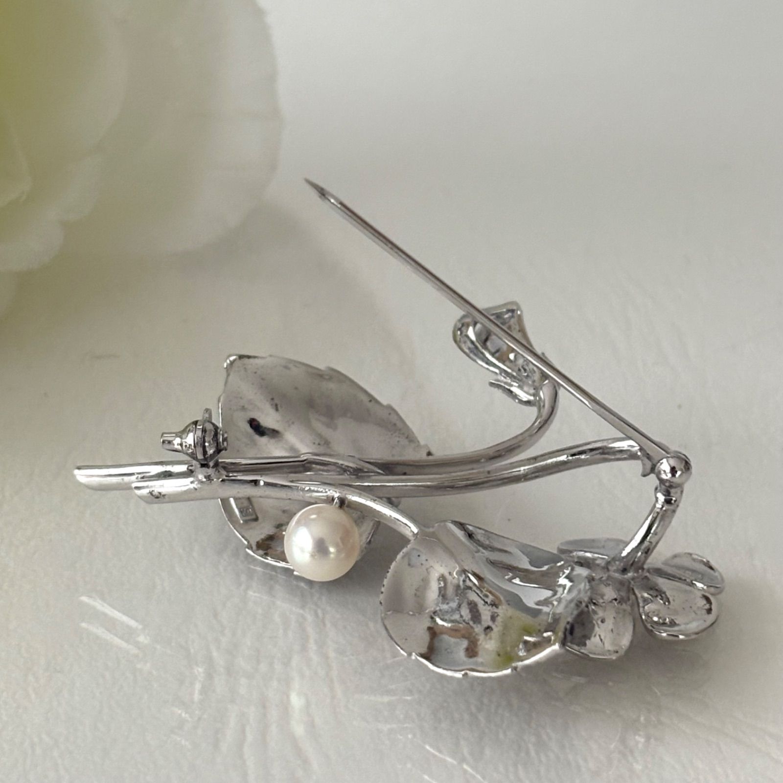 337【ミキモト】シルバー パール ブローチ フラワー - メルカリ