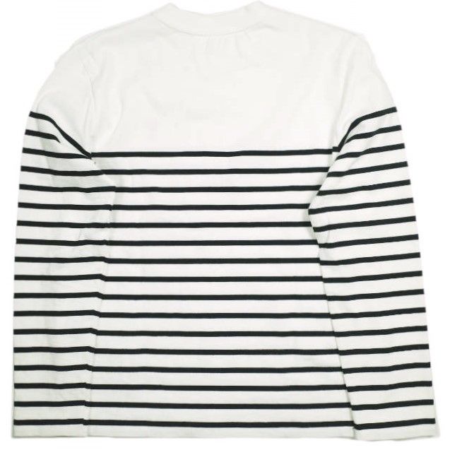 AMI Alexandre Mattiussi アミ アレクサンドルマテュッシ ポルトガル製 ブルトンストライプTシャツ UTS300.072 XS WHITE DARK NAVY 長袖 ボーダー ハートロゴ刺繍 AMI DE COEUR PARIS トップス