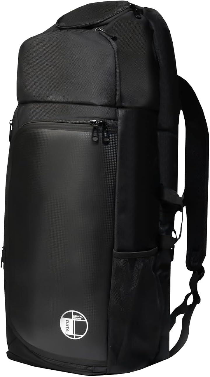 Logical Tennis Data ラケットバッグ テニス バックパック リュックサック テニスバッグ 2本 シューズ 2足 収納 Black ワンサイズ