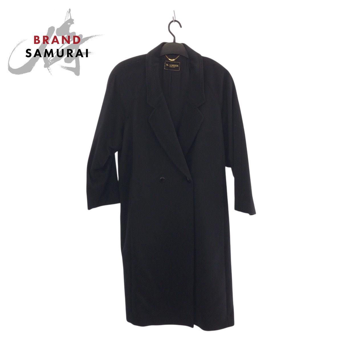 St.ALMEIDA セントアルメイダ サイズ13号 ブラック 黒 ゴールド金具 カシミヤ C-GH-5624 トレンチコート レディース 505626