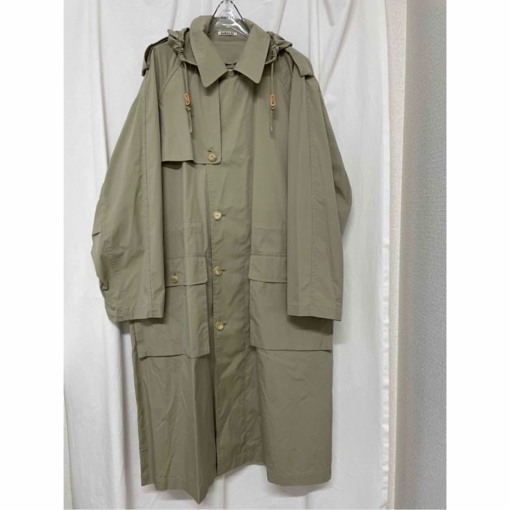 AURALEE FINX NYLON CHAMBRAY FIELD COAT フィンクスナイロンシャンブレーフィールドコート カーキ 取り外し フード付き A21SC01NC サイズ3