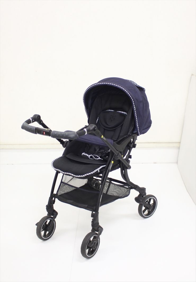 ランフィリノン RB 0 L ネイビー Runfee Lino’n ピジョン製べビーカー シングルタイヤ 生後1ヵ月～ クリーニング済み