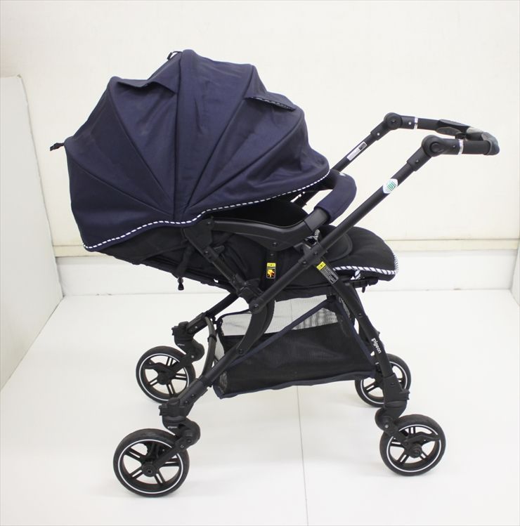 ランフィリノン RB 0 L ネイビー Runfee Lino’n ピジョン製べビーカー シングルタイヤ 生後1ヵ月～ クリーニング済み