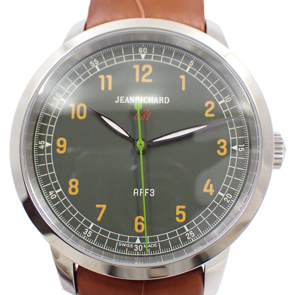 ジャンリシャール 1681 ロンド AFF3 自動巻き メンズ 腕時計 カーキ文字盤 純正革ベルト 60300-11-A11-AAP いおき質店