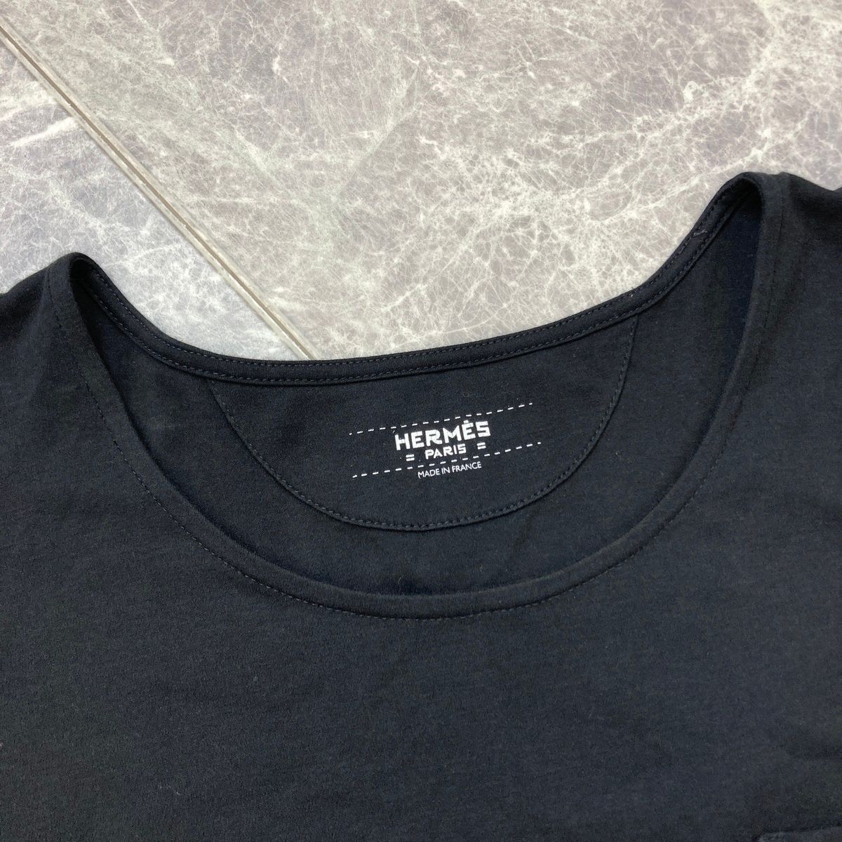 新品未使用タグ付き HERMES エルメス ワンピース ドローストリング 黒 HERMES エルメス ドローストリングドレス 半袖 ワンピース コットン