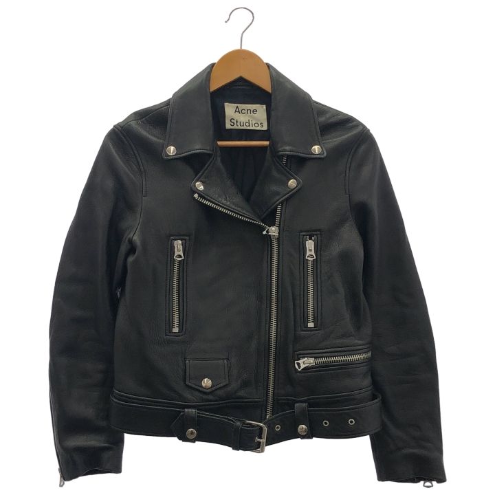 Acne Studios アクネストゥディオズ MOCK ダブルライダースレザージャケット レディース ブラック 38