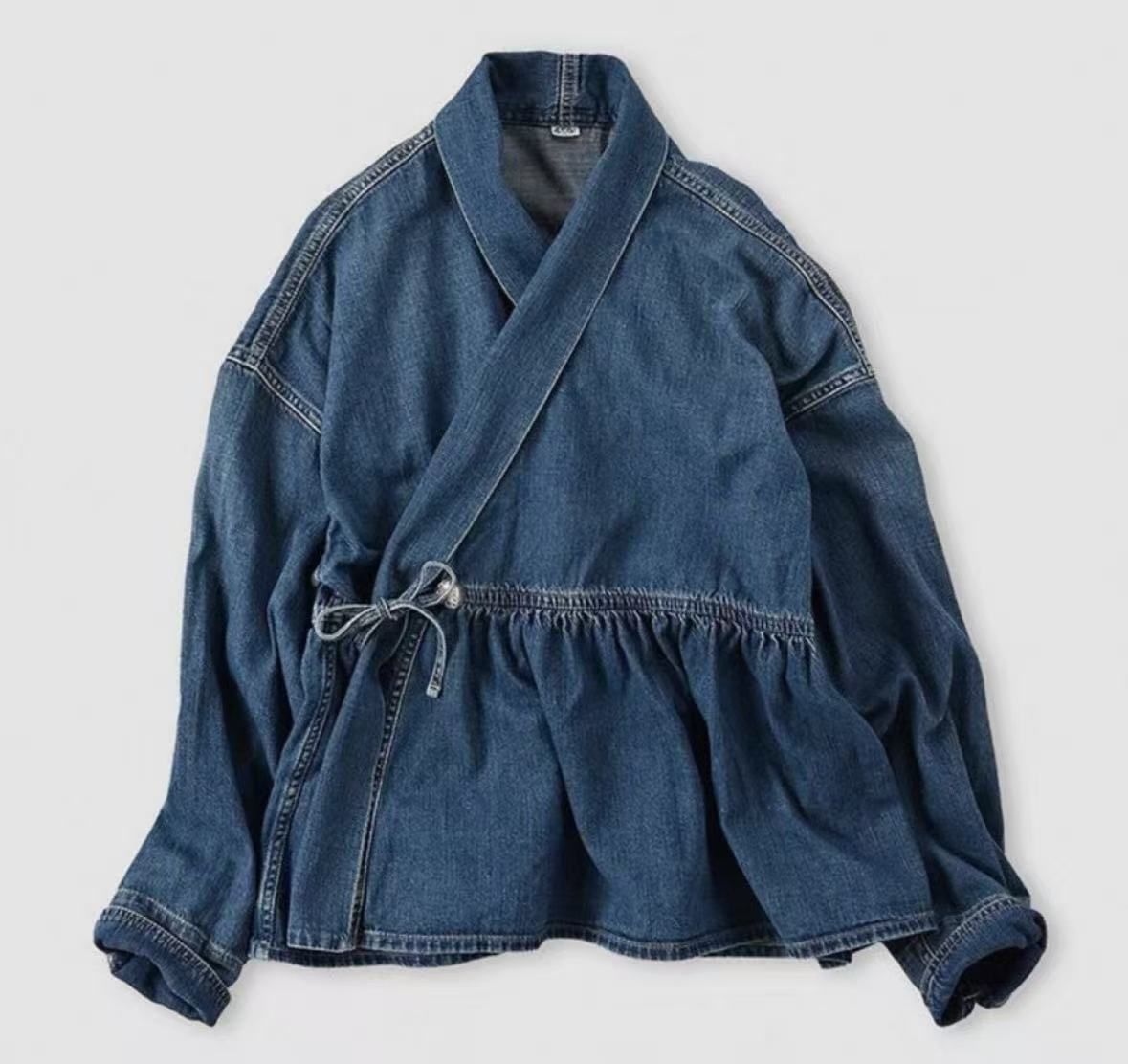 45R クロス タイ付き デニム シャツ レディース 2