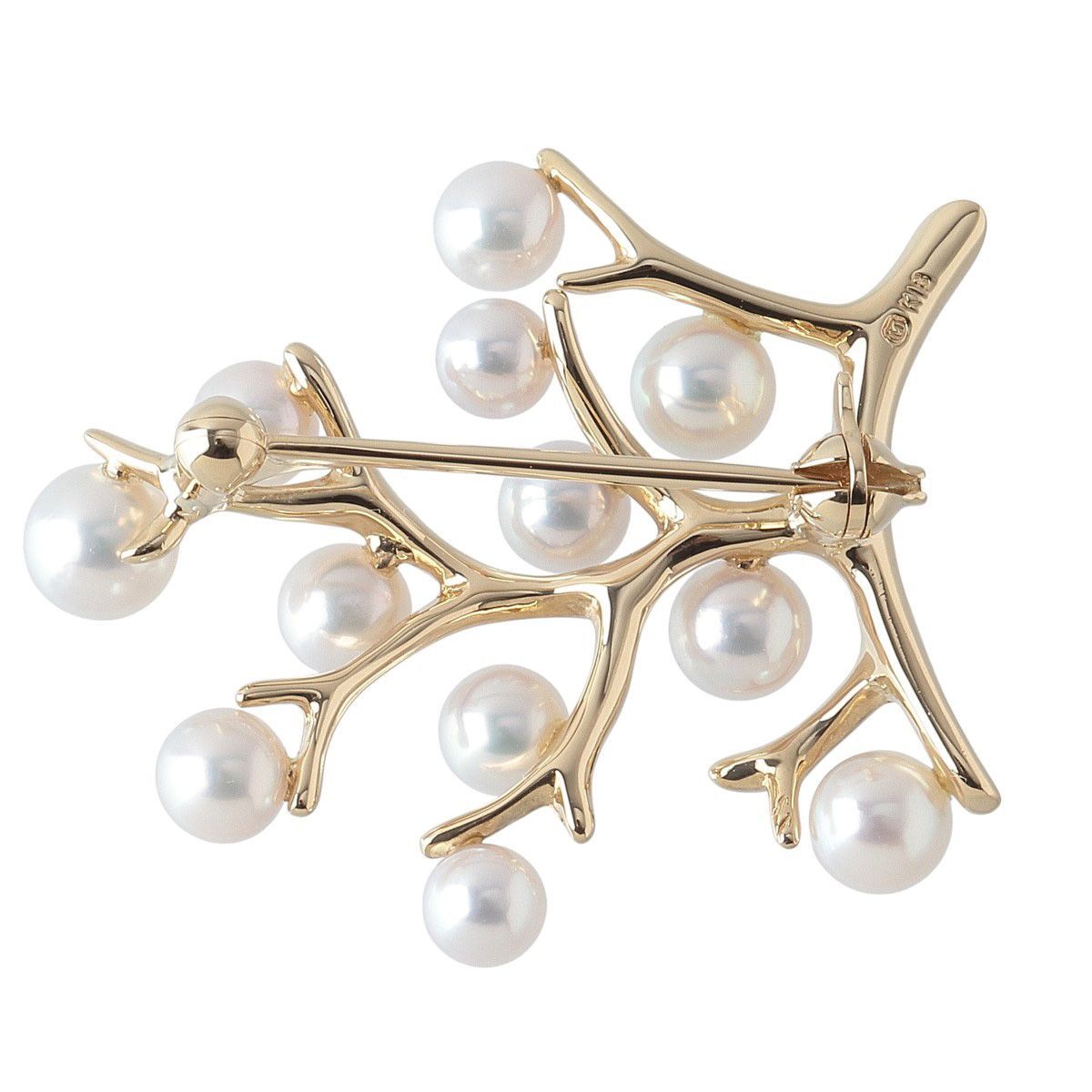 ミキモト パール ブローチ 幸福の木 スモール 現行モデル K18YG パール