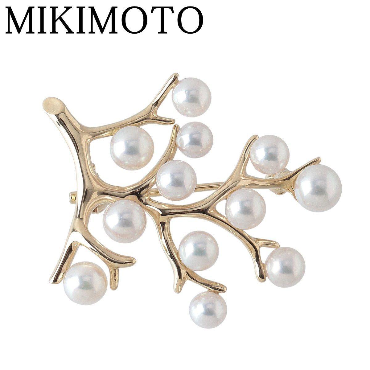 ミキモト パール ブローチ 幸福の木 スモール 現行モデル K18YG パール