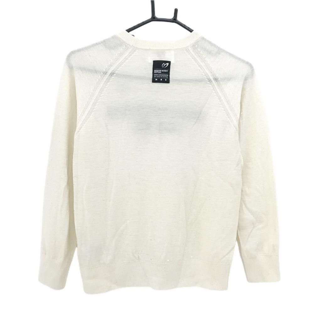 マスターバニー セーター アイボリー×グレー フロントロゴ スパンコール レディース 1 M ゴルフウェア MASTER BUNNY EDITION