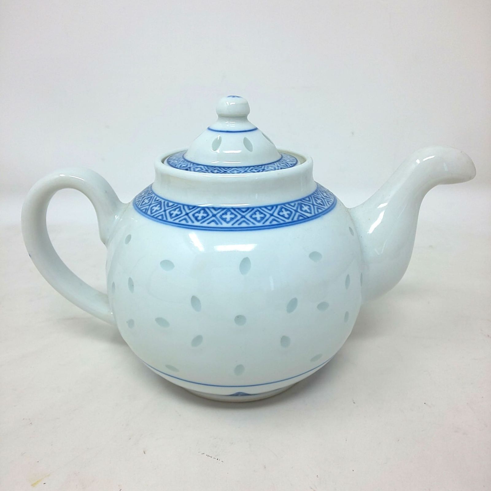 1297D-05 中国 景徳鎮 急須 蛍焼 ホタル 透かし テイーポット 急須