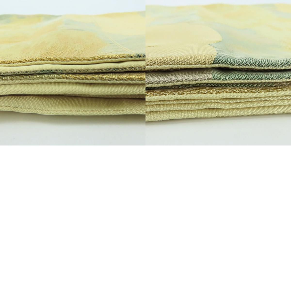 中古】 袋帯 正絹(金銀糸除く) 金糸 ゴールド グリーン系 パープル