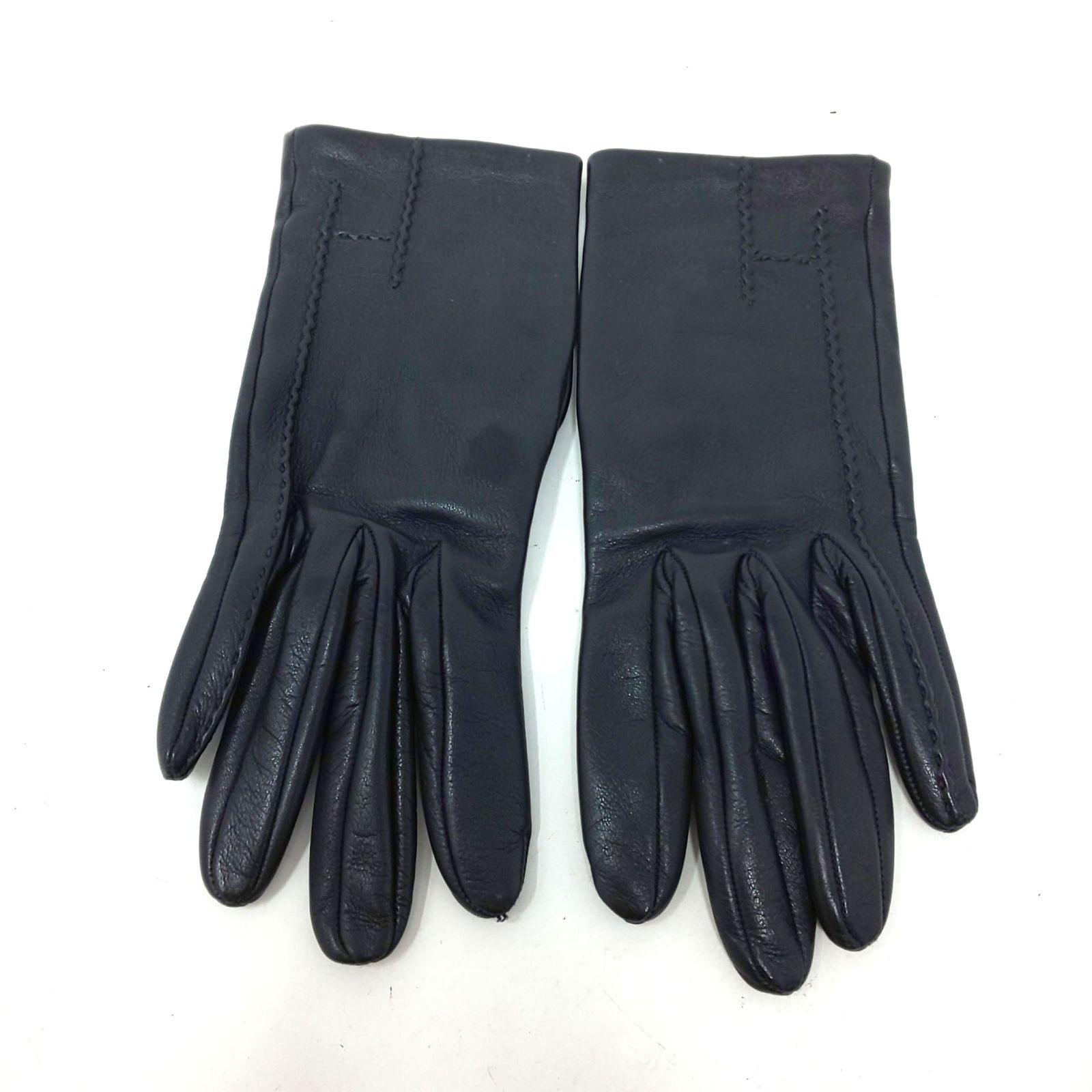 1301 D-04 HERMES エルメス Hロゴ 手袋 グローブ ブラック レザー 表記サイズ6 レディース ファッション小物 ブランド