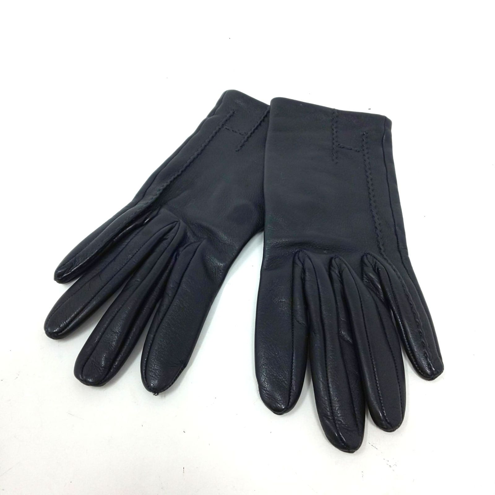 1301D-04 HERMES エルメス Hロゴ 手袋 グローブ ブラック レザー 表記サイズ6 レディース ファッション小物 ブランド