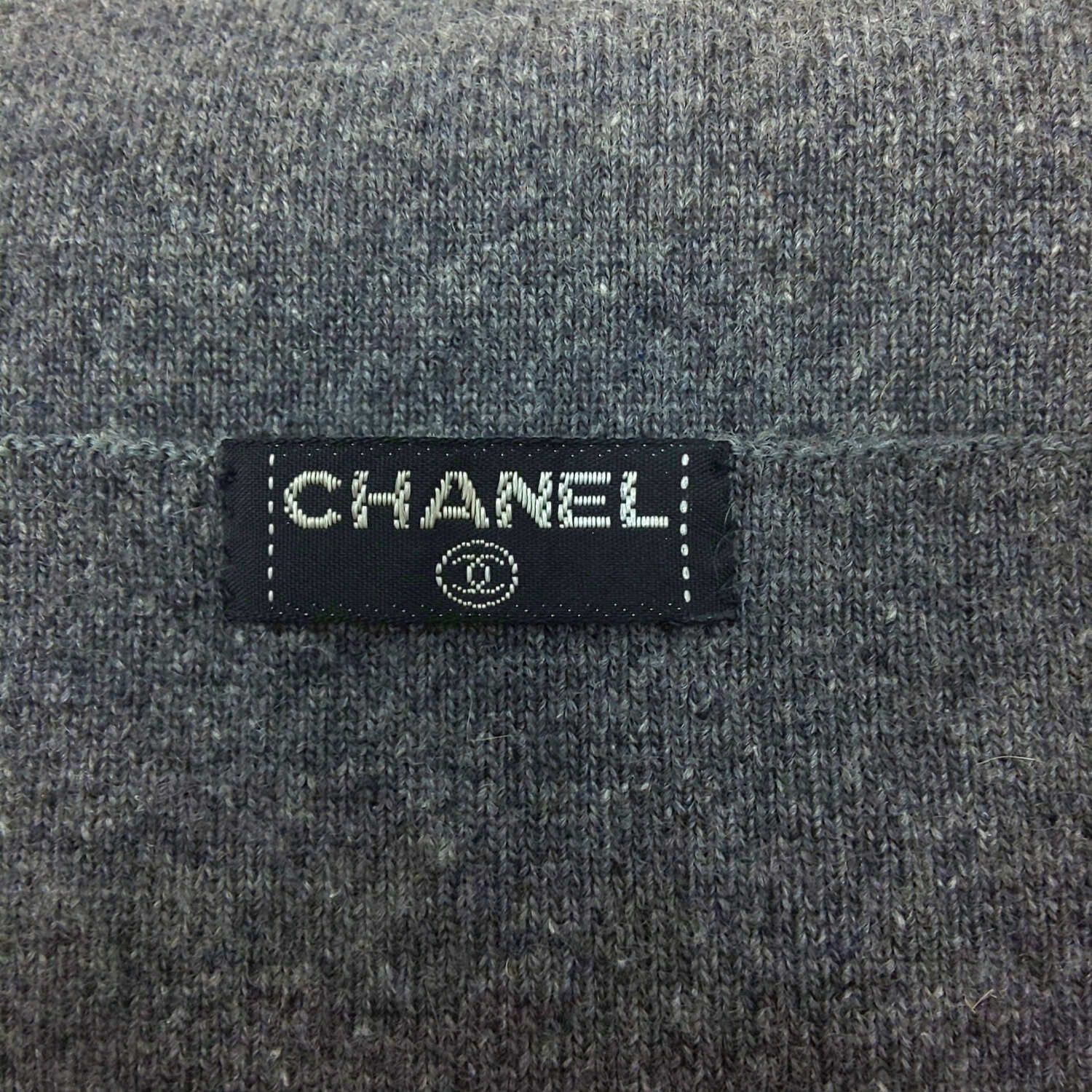 1303B-04 CHANEL シャネル マフラー ストール グレー ファッション雑貨