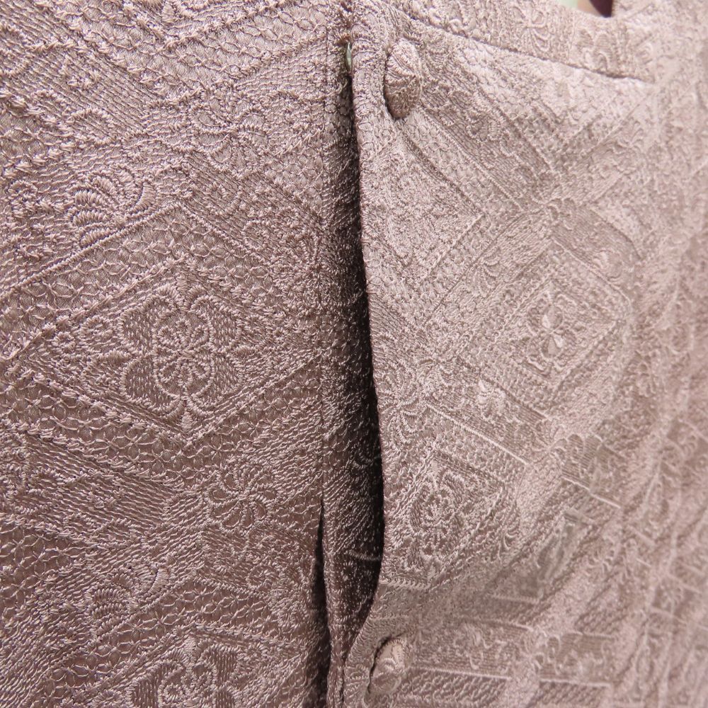 中古】 道行・道中 正絹(金銀糸除く) 刺繍 ピンク 和装 呉服 和服