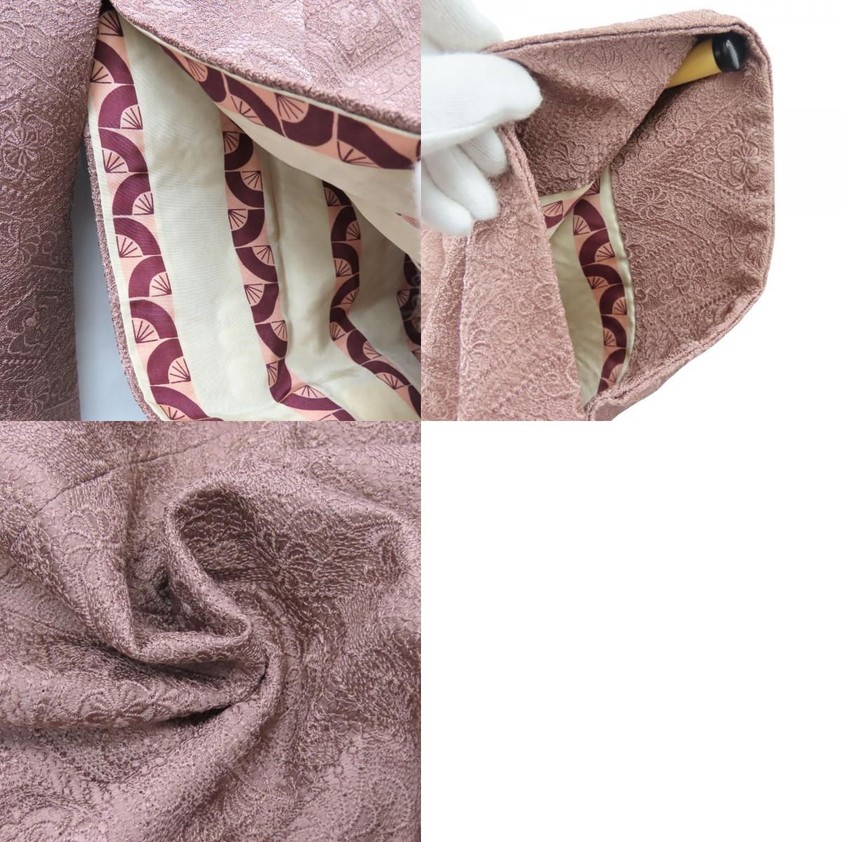 中古】 道行・道中 正絹(金銀糸除く) 刺繍 ピンク 和装 呉服 和服