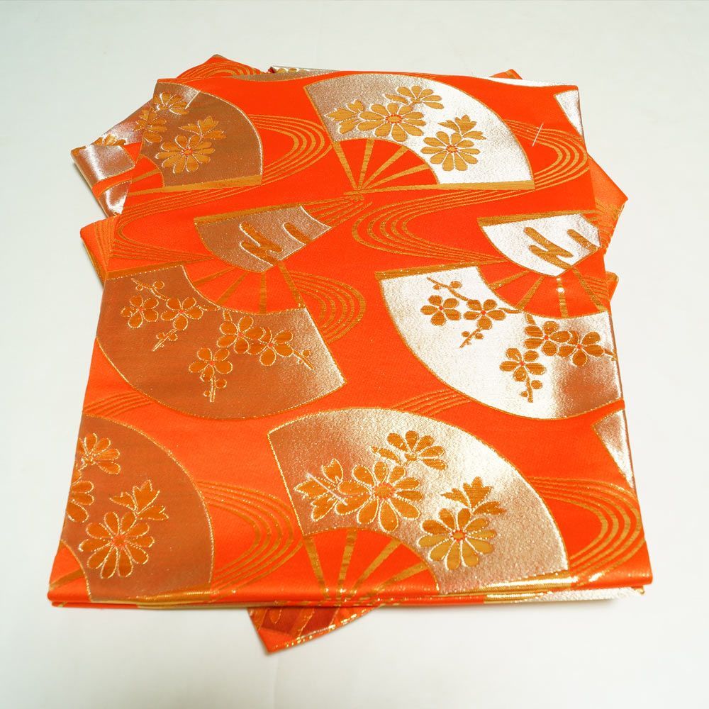 金襴後見帯 踊り用 後見帯 金襴 扇に流水 後見結び帯 二部式 作り帯 踊り帯 踊り 帯 着物 踊り着物 リサイクル着物 舞踊 踊り用帯 衣裳 日本舞踊 新舞踊 演劇 舞台 衣装 ステージ カラオケ 踊り子