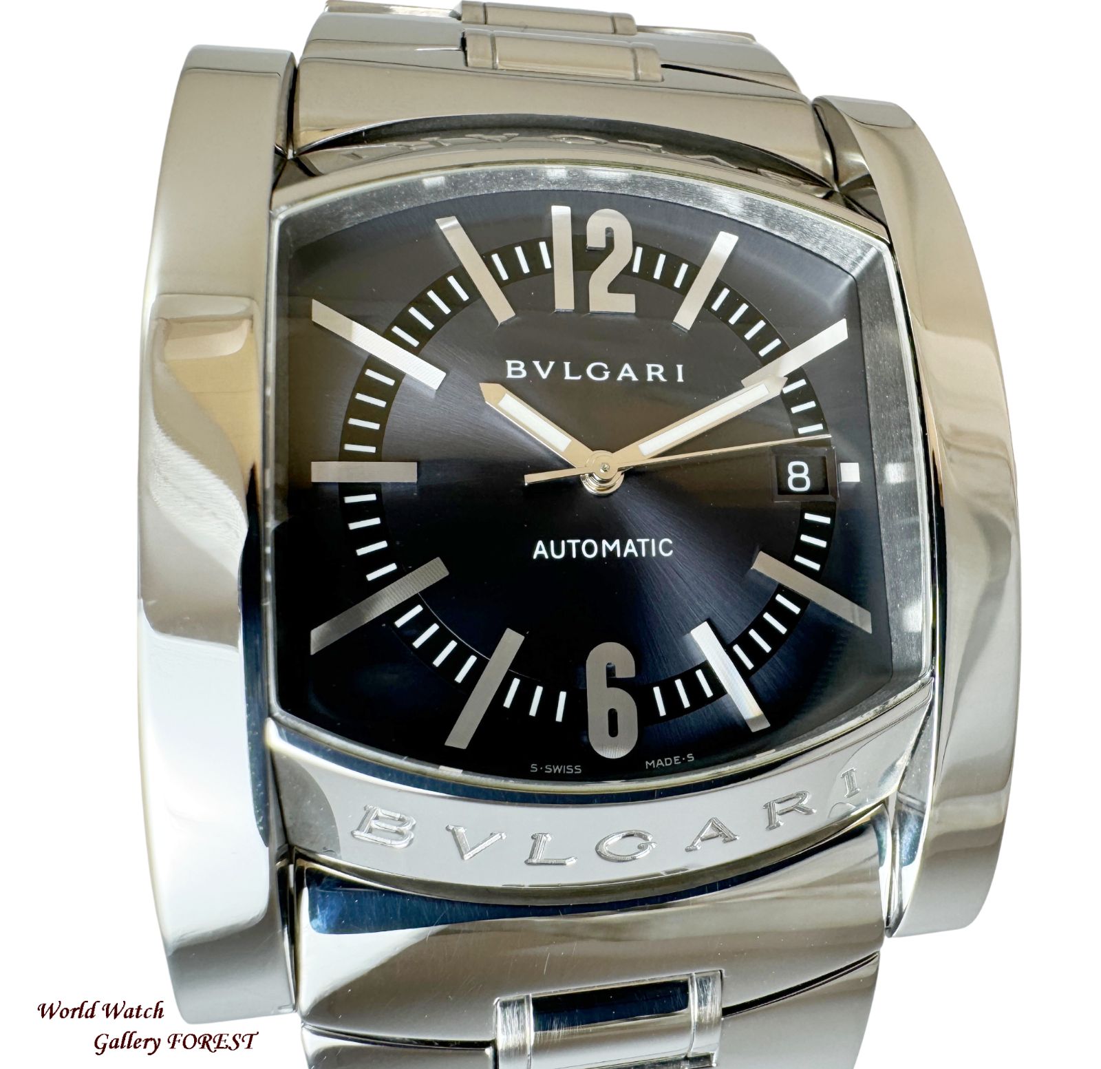 ブルガリ BVLGARI アショーマ AA48S メンズ腕時計 自動巻き ブルー文字盤 外装仕上げ Aランク