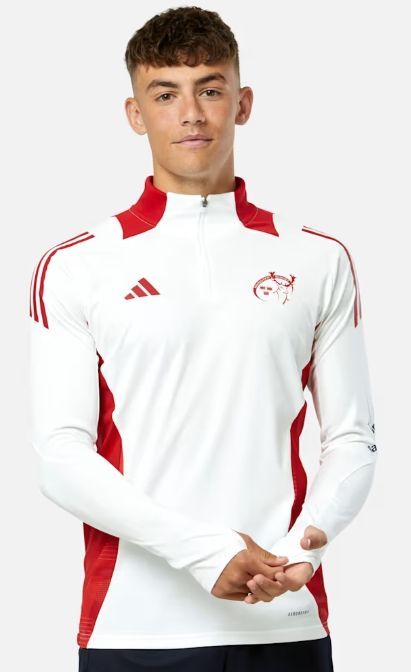 アディダス ラグビー マンスター トレーニング ハーフジップ トップ 白 ホワイト 公式モデル 日本未発売