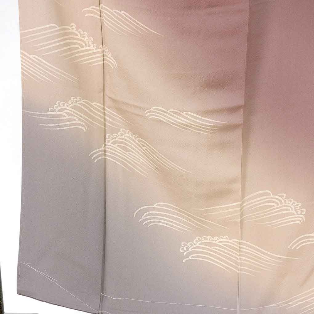 付下 身丈156 cm 裄62 前幅24 5 後幅29 袖丈45 袖幅32 レディース 袷 裾ぼかし 裄Sサイズ 秋冬春用 正絹 シルク パープル リメイク リユース リサイクル 呉服のきくや