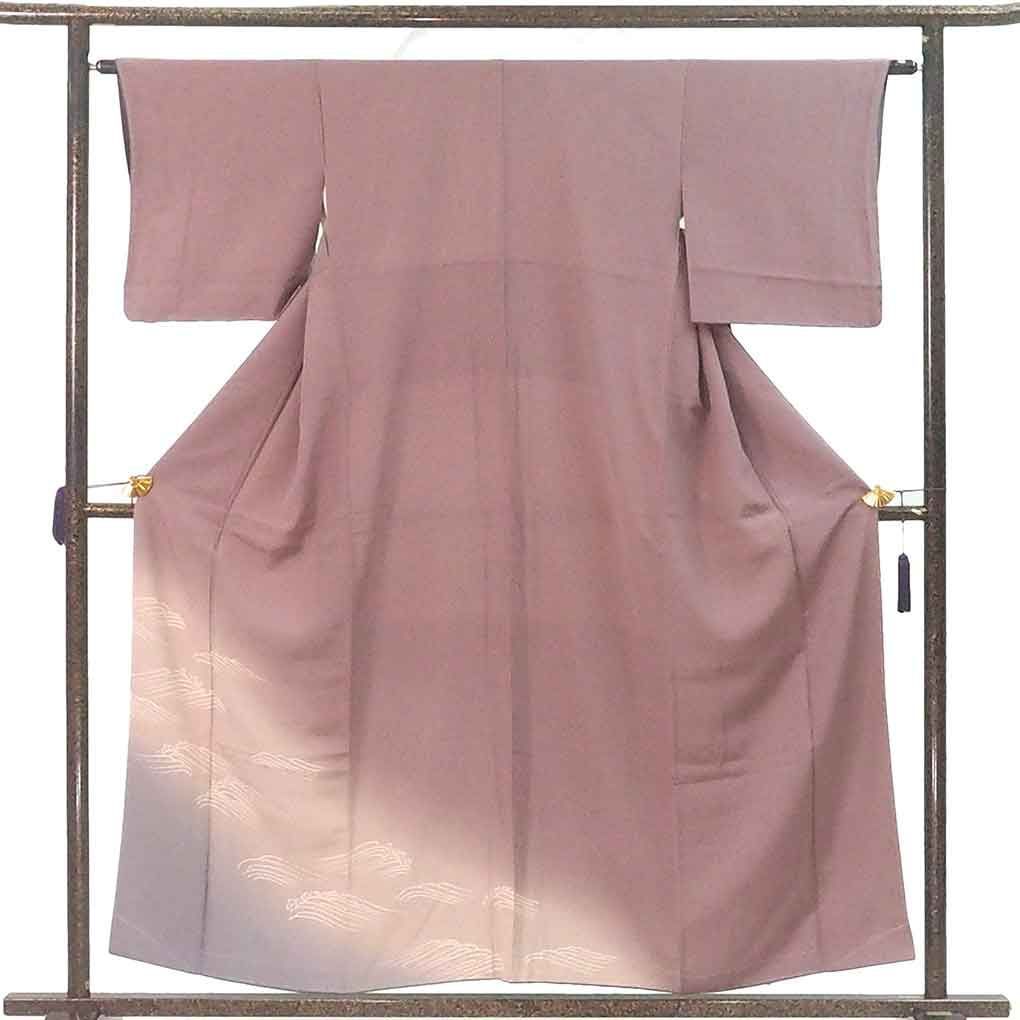 付下 身丈156 cm 裄62 前幅24 5 後幅29 袖丈45 袖幅32 レディース 袷 裾ぼかし 裄Sサイズ 秋冬春用 正絹 シルク パープル リメイク リユース リサイクル 呉服のきくや