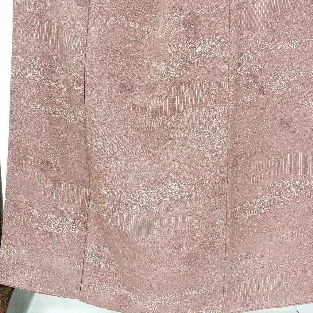 小紋 身丈164 cm 裄68 前幅28 後幅33 袖丈47 袖幅34 レディース 袷 江戸小紋 裄長 裄Lサイズ 秋冬春用 正絹 シルク パープル トールサイズ リメイク リユース リサイクル 呉服のきくや