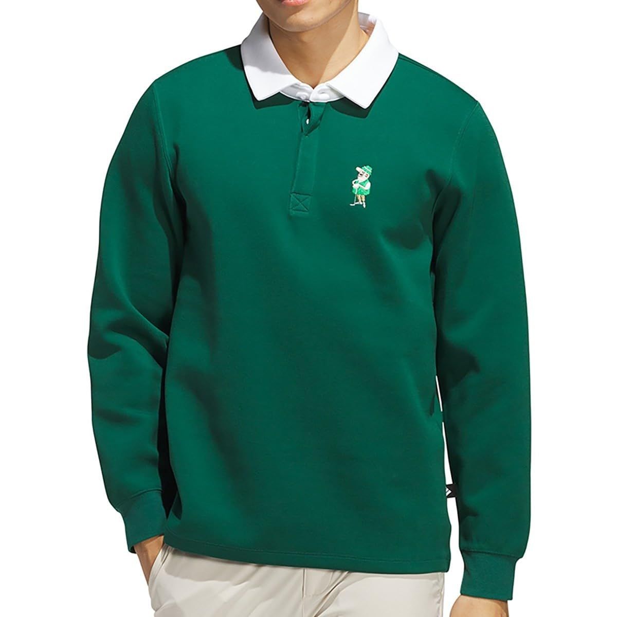 アディダスゴルフ ビヨンド ザ コース CHIPワンポイントロゴ ルーズフィット ラガー長袖シャツ カレッジグリーン Free Size