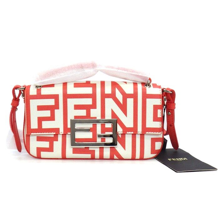 フェンディ FENDI ショルダー ハンドバッグ バゲット フォンポーチ 7AS142 マークジェイコブス コラボ コーラル ビアンコ レザー