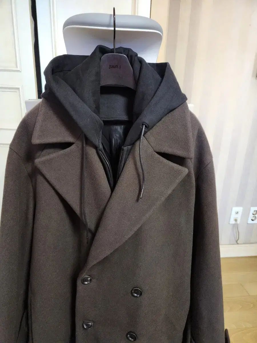 Juun.J 22fw フーデッド スポーツブラ ブラウン ダブル コート サイズ 50