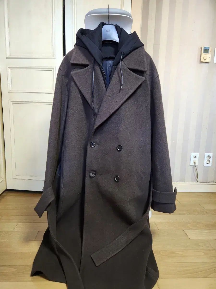 Juun.J 22fw フーデッド スポーツブラ ブラウン ダブル コート サイズ 50