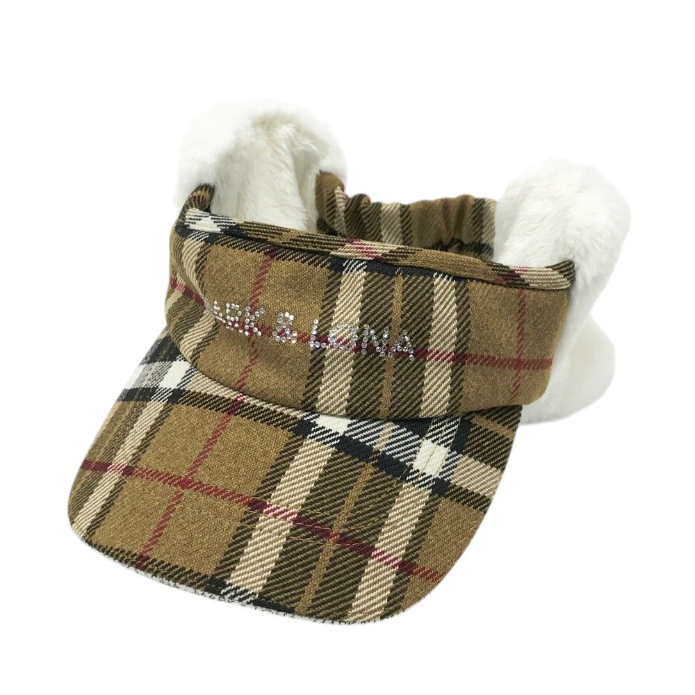 MARK-LONA マークアンドロナ 耳当て付き サンバイザー チェック柄 ブラウン系 240101442871 ゴルフウェア ストスト