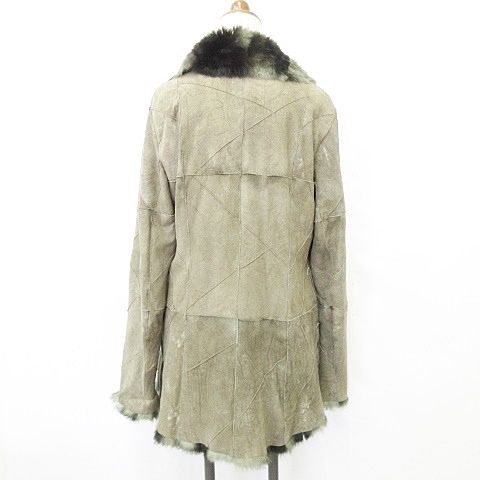 Fairy コート ムートンパッチワーク 羽織 ショール ラビット 緑 グリーン L