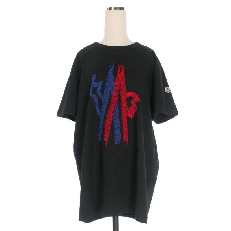 モンクレール MONCLER 16SS GRENOBL MAGLIA T-SHIRT ロゴ 刺繍 Tシャツ カットソー 半袖 ブラック 黒 XL C10918035050 8390T 正規